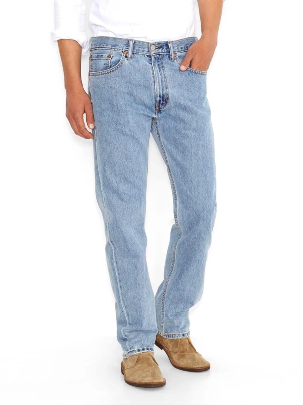Levi’s Men’s 505 Regular Fit Jeans Non-Stretch Light Wash, 32